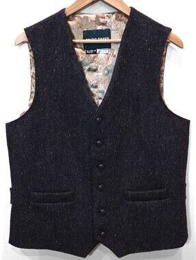 Celtic Tweed Irish Wool Tweed Waistcoat Vest Mens Size 42 Ireland Donegal Gray